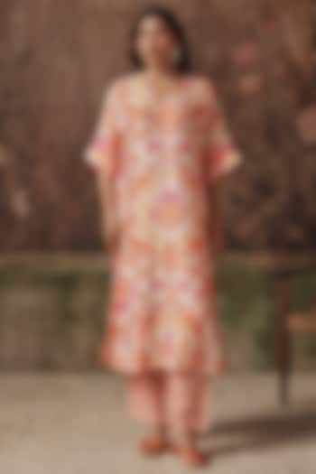 Ivory Silk Printed Kurta Set by Archana Shah at Pernia's Pop Up Shop