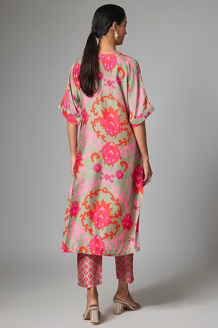 Grey Silk Printed Tunic Set by Archana Shah at Pernia's Pop Up Shop