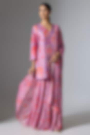 Purple Silk Blend Printed Wedding Sharara Set by Archana Shah at Pernia's Pop Up Shop