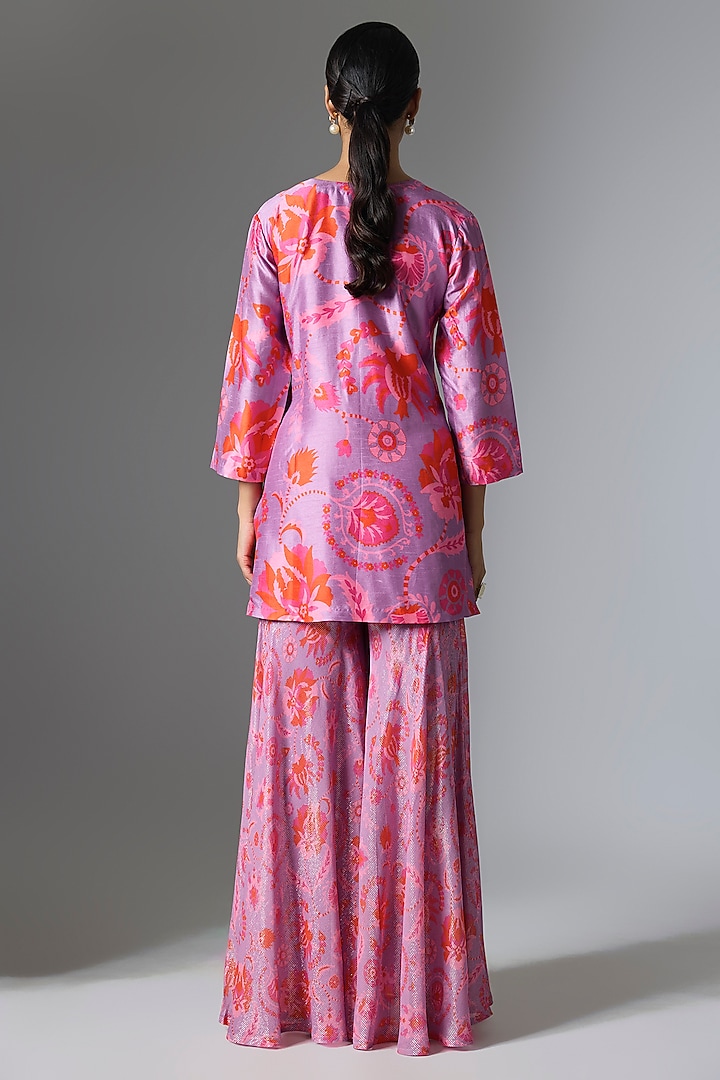 Purple Silk Blend Printed Wedding Sharara Set by Archana Shah at Pernia's Pop Up Shop