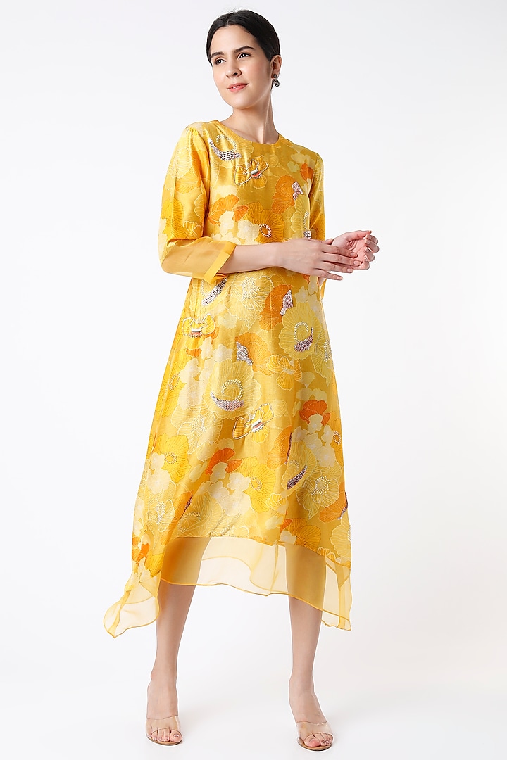 Yellow Floral Tunic by Archana Shah