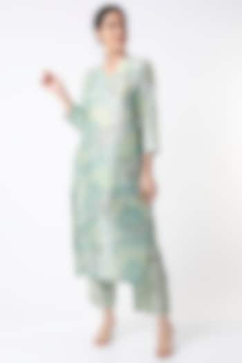 Sea Green Floral Tunic Set by Archana Shah at Pernia's Pop Up Shop