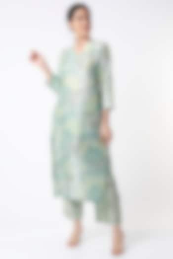 Sea Green Floral Tunic Set by Archana Shah