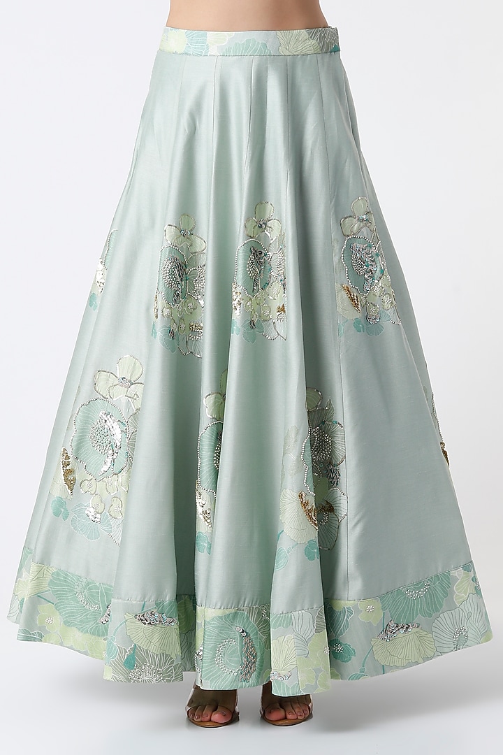 Sea Green Printed Wedding Lehenga Set by Archana Shah at Pernia's Pop Up Shop