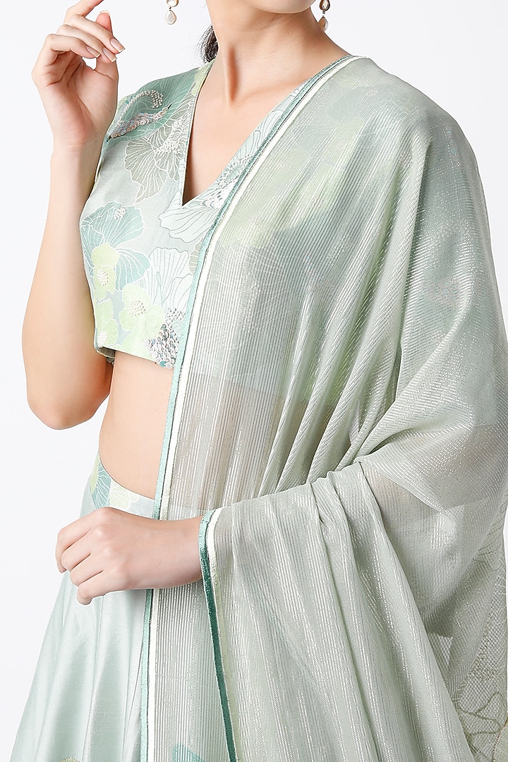 Sea Green Printed Wedding Lehenga Set by Archana Shah at Pernia's Pop Up Shop