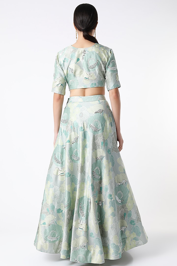 Sea Green Floral Wedding Lehenga Set by Archana Shah at Pernia's Pop Up Shop