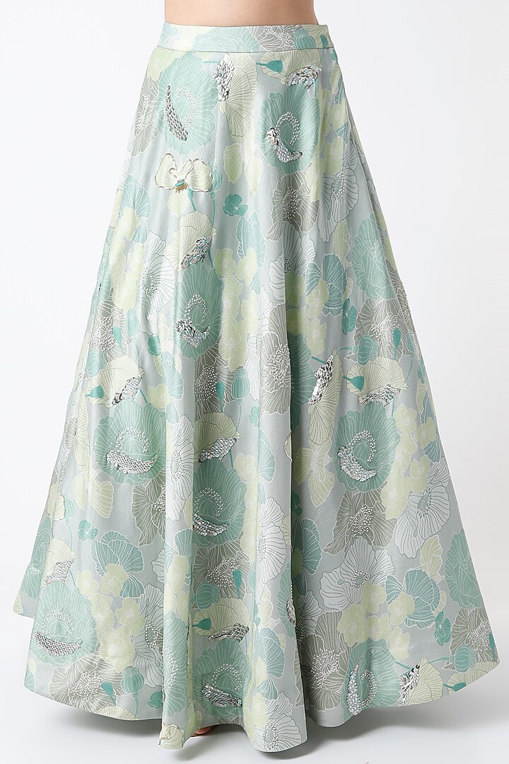 Sea Green Floral Wedding Lehenga Set by Archana Shah at Pernia's Pop Up Shop