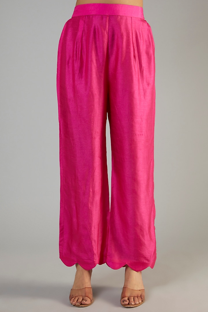 Fuchsia Bemberg Silk Printed Kurta Set by Archana Shah at Pernia's Pop Up Shop