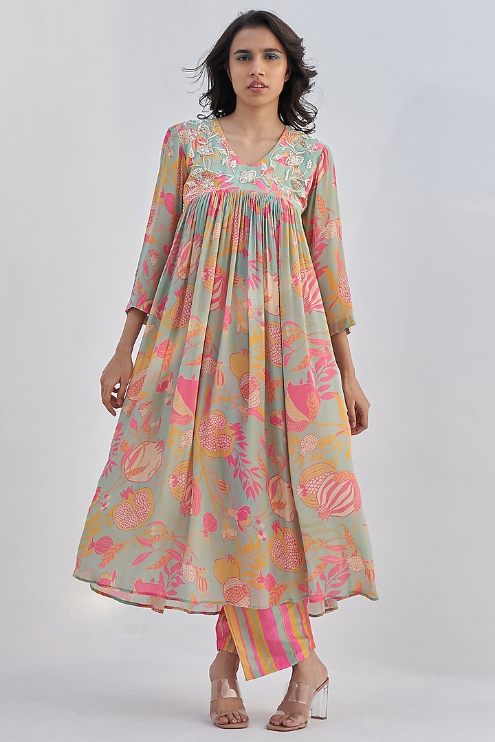 Green Crepe Tunic Set by Archana Shah at Pernia's Pop Up Shop