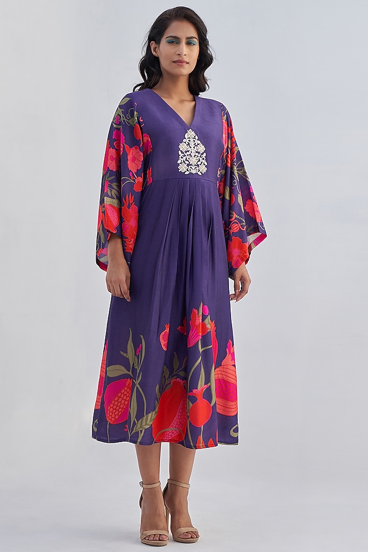 Purple Silk Kimono Dress by Archana Shah