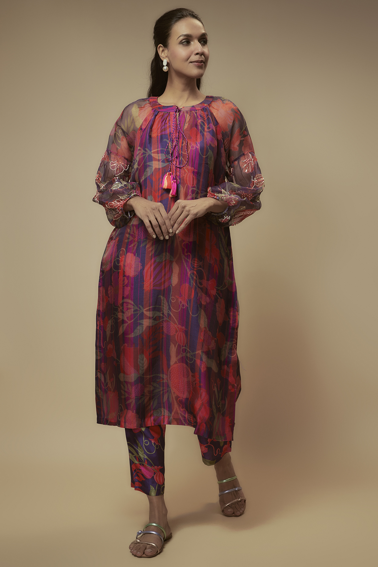 Multi-Colored Bemberg Silk Digital Printed Kurta Set by Archana Shah at Pernia's Pop Up Shop