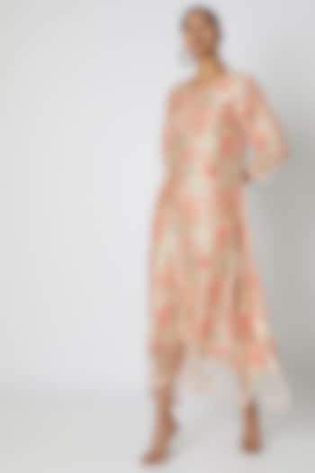 Peach Embellished & Floral Printed Tunic by Archana Shah at Pernia's Pop Up Shop