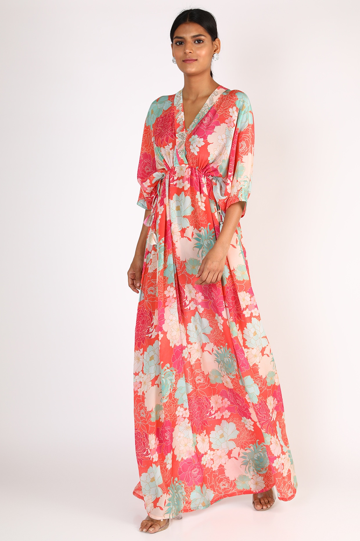 Embroidered kaftan dress clearance