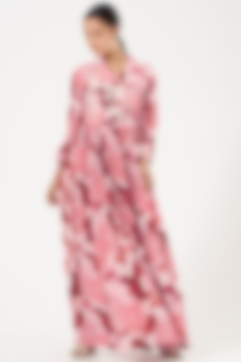 Fuchsia Printed Maxi Vacation Dress by Archana Shah at Pernia's Pop Up Shop