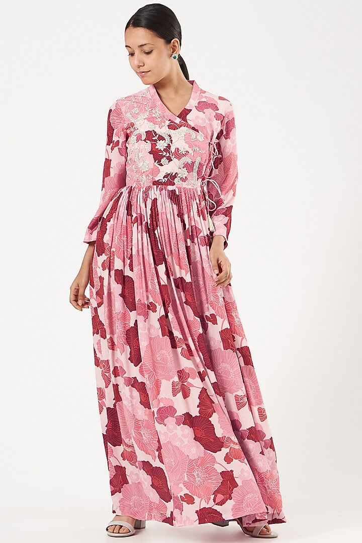 Fuchsia Printed Maxi Vacation Dress by Archana Shah at Pernia's Pop Up Shop