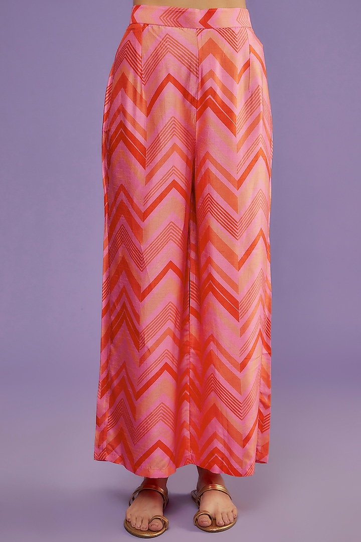Pink Bemberg Silk Tropical Printed Kurta Set by Archana Shah at Pernia's Pop Up Shop