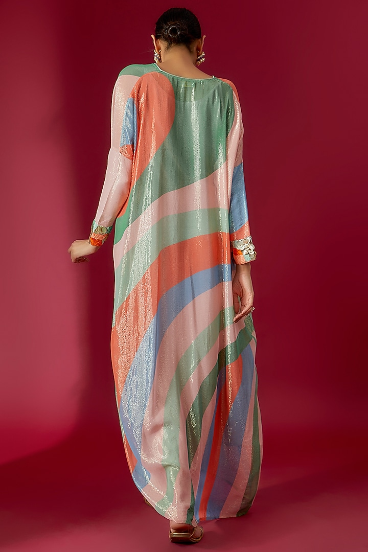 Multi-Colored Organza & Silk Printed Kaftan Set by Archana Shah at Pernia's Pop Up Shop