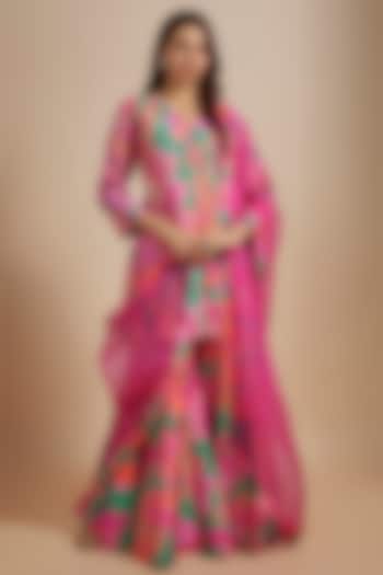 Multi-Colored Natural Bemberg Silk Digital Printed Kurta Set by Archana Shah at Pernia's Pop Up Shop