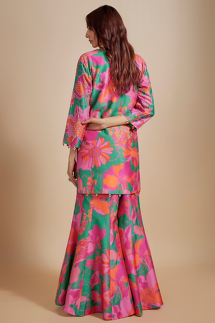 Multi-Colored Natural Bemberg Silk Digital Printed Kurta Set by Archana Shah at Pernia's Pop Up Shop