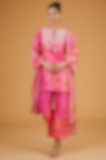 Pink Bemberg Silk Printed Wedding Sharara Set by Archana Shah at Pernia's Pop Up Shop