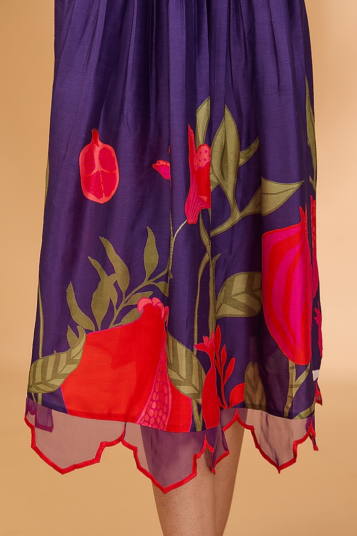 Purple Dupion Digital Printed & Hand Embroidered Tunic by Archana Shah at Pernia's Pop Up Shop