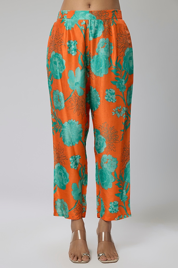 Orange Bemberg Silk Moroccan Shell Printed Kurta Set by Archana Shah at Pernia's Pop Up Shop