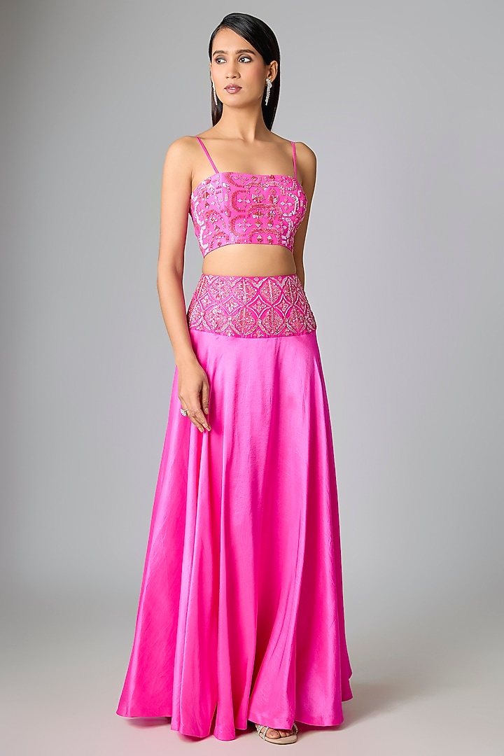 Pink Silk Skirt Set by Archana Shah at Pernia's Pop Up Shop