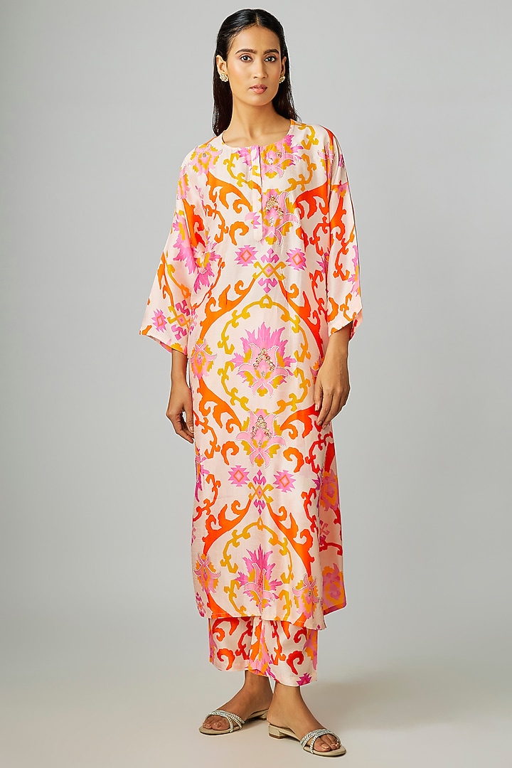 Cream Silk Co-Ord Set by Archana Shah at Pernia's Pop Up Shop