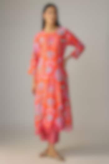 Orange Silk Kurta Set by Archana Shah at Pernia's Pop Up Shop