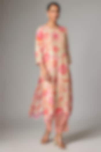 Cream Silk Printed Tunic Set by Archana Shah at Pernia's Pop Up Shop