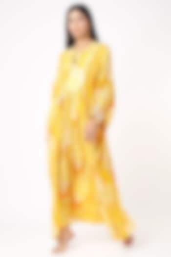 Mustard Printed Maxi Dress by Archana Shah