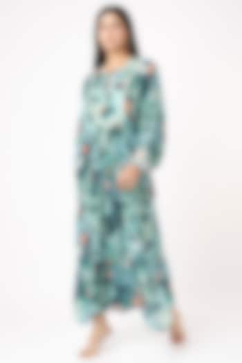 Sky Blue Printed Maxi Dress by Archana Shah