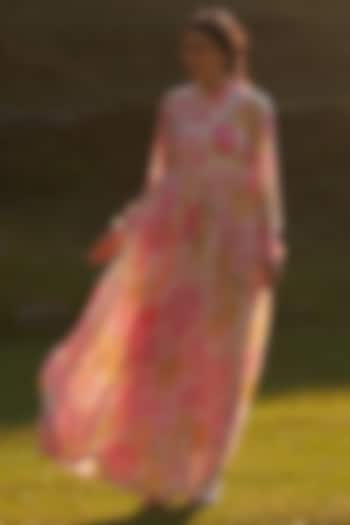 White Bemberg Crepe Pearl Embroidered Maxi Wrap Vacation Dress by Archana Shah at Pernia's Pop Up Shop