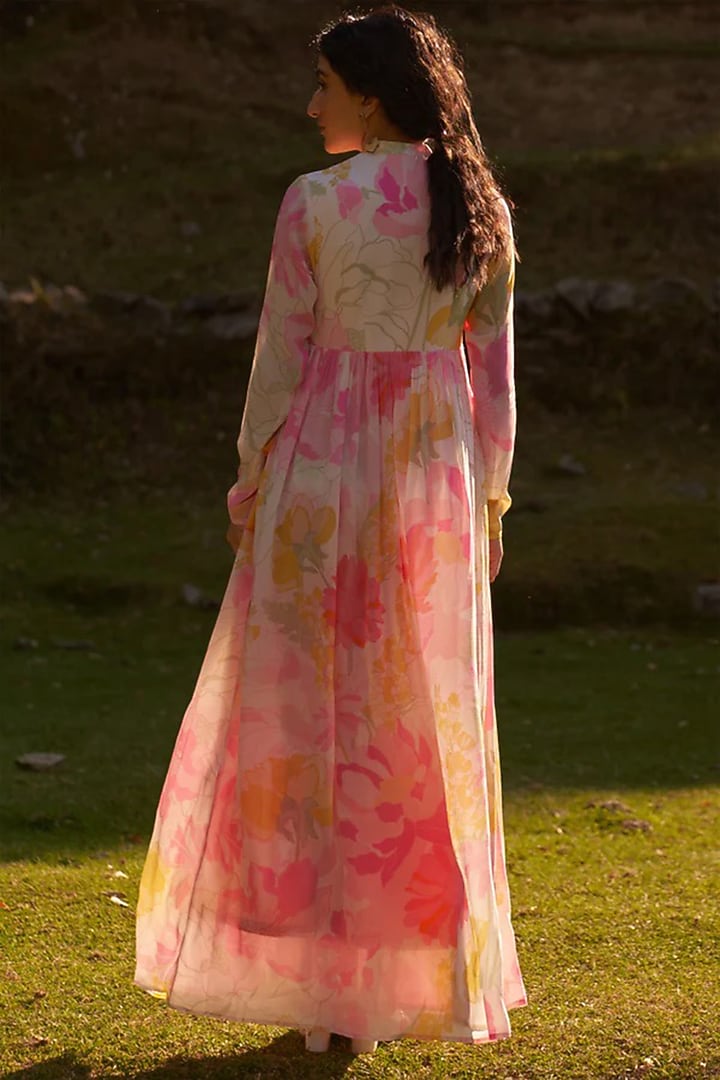 White Bemberg Crepe Pearl Embroidered Maxi Wrap Vacation Dress by Archana Shah at Pernia's Pop Up Shop