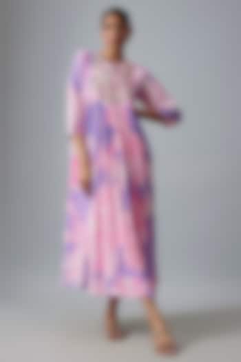 Purple Net Hand Embroidered Maxi Vacation Dress by Archana Shah at Pernia's Pop Up Shop