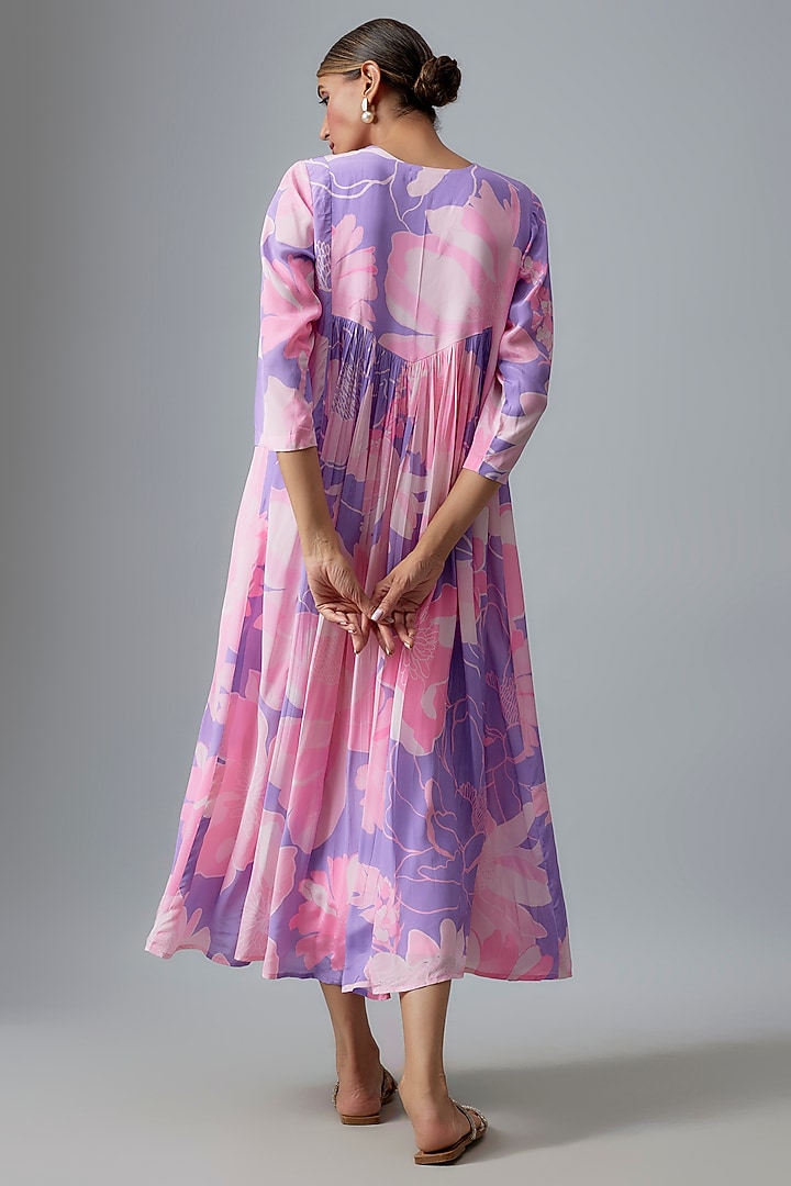 Purple Net Hand Embroidered Maxi Vacation Dress by Archana Shah at Pernia's Pop Up Shop