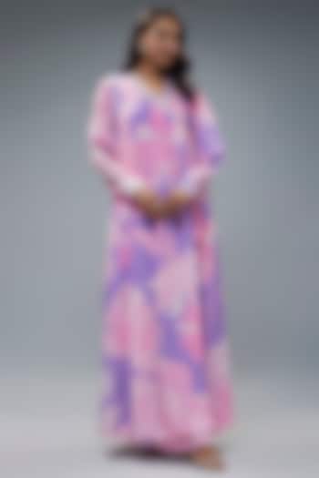 Purple Bemberg Crepe Digital Printed Maxi Dress by Archana Shah at Pernia's Pop Up Shop