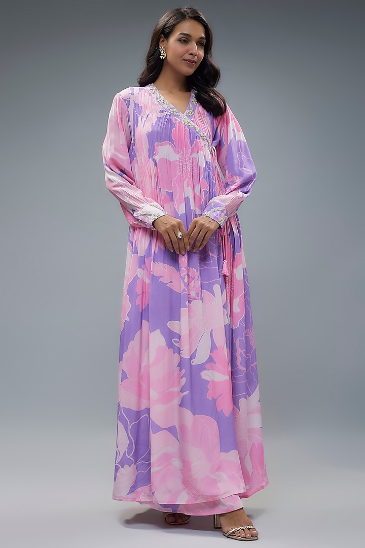 Purple Bemberg Crepe Digital Printed Maxi Dress by Archana Shah at Pernia's Pop Up Shop