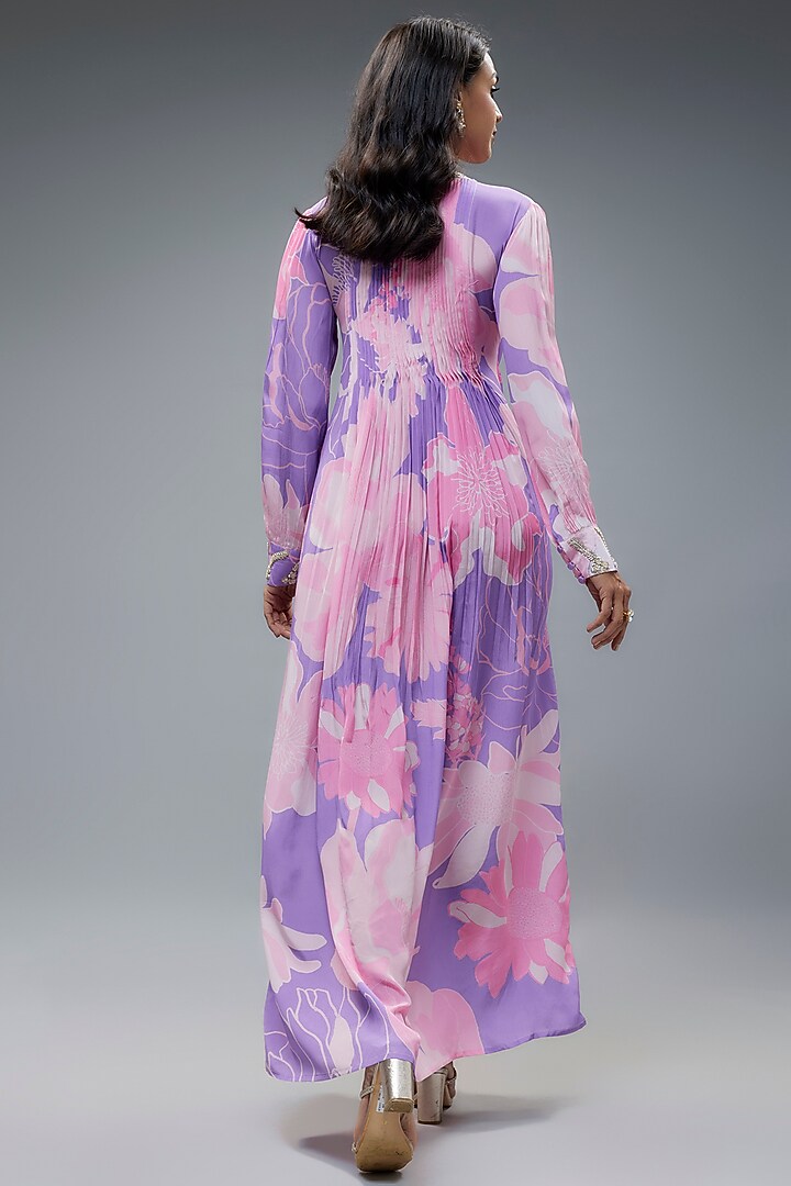 Purple Bemberg Crepe Digital Printed Maxi Vacation Dress by Archana Shah at Pernia's Pop Up Shop