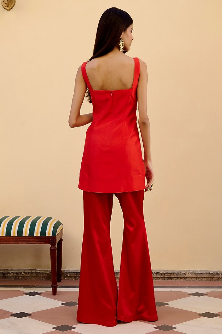 Red Silk Wedding Sharara Set by Archana Shah at Pernia's Pop Up Shop