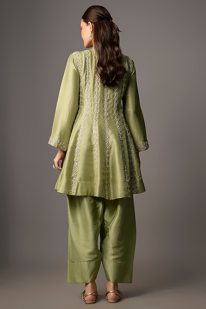 Green Silk Kurta Set by Archana Shah at Pernia's Pop Up Shop