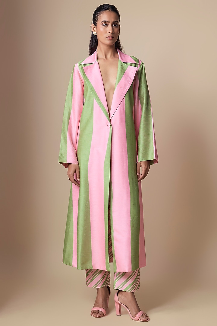 Green Silk Jacket Set by Archana Shah at Pernia's Pop Up Shop