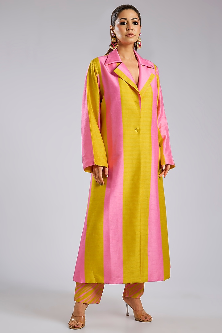 Orange Bemberg Silk Coat Set by Archana Shah at Pernia's Pop Up Shop