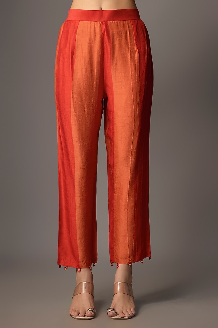 Red Silk Kurta Set by Archana Shah at Pernia's Pop Up Shop