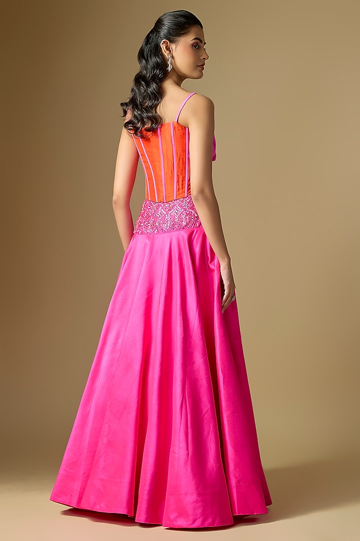 Pink Silk Zari Embellished Skirt Set by Archana Shah at Pernia's Pop Up Shop