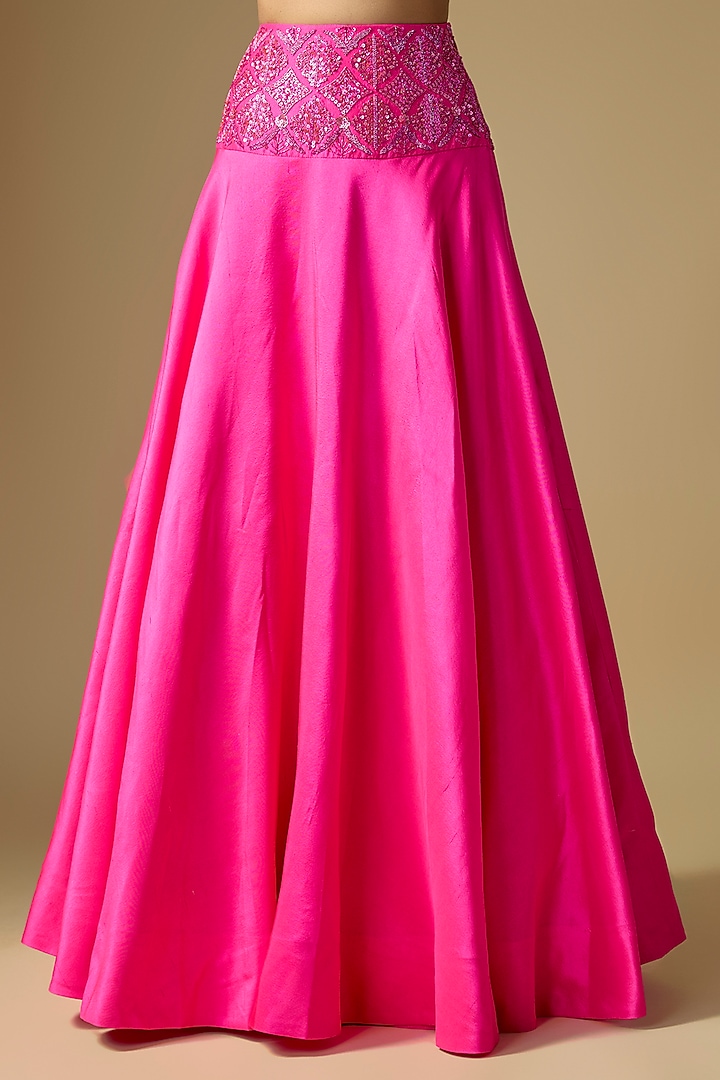 Pink Silk Zari Embellished Skirt Set by Archana Shah at Pernia's Pop Up Shop