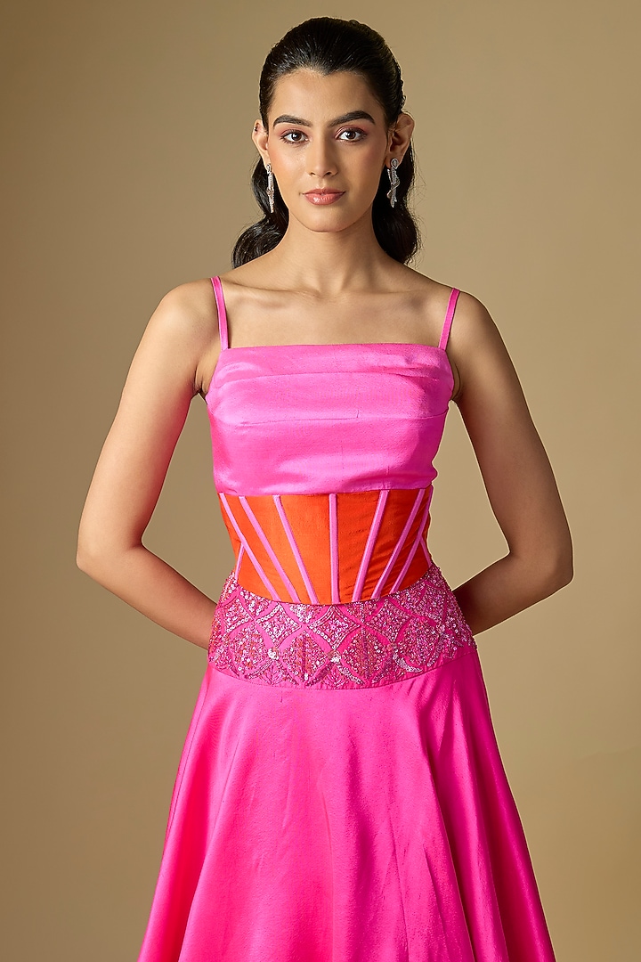 Pink Silk Zari Embellished Skirt Set by Archana Shah at Pernia's Pop Up Shop