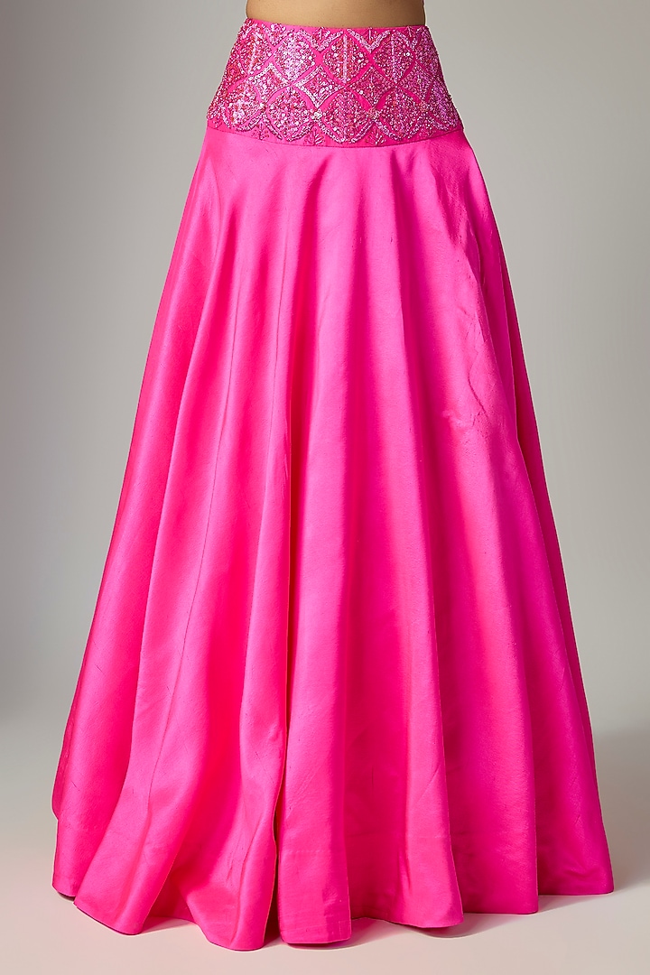 Lavender Silk Embroidered Skirt Set by Archana Shah at Pernia's Pop Up Shop