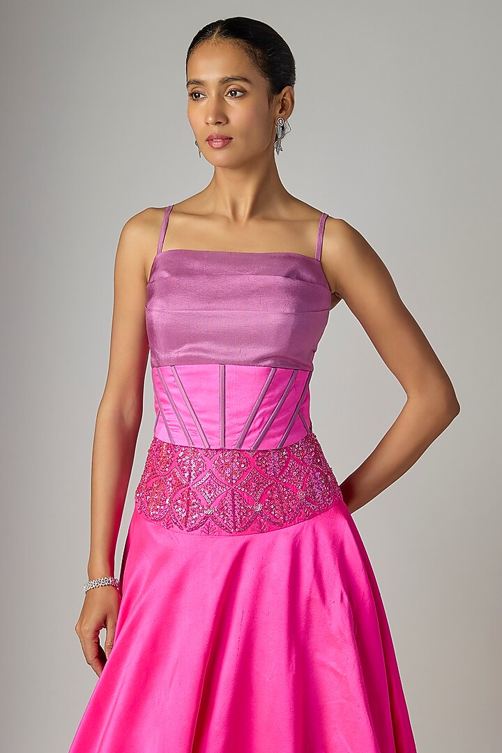 Lavender Silk Embroidered Skirt Set by Archana Shah at Pernia's Pop Up Shop