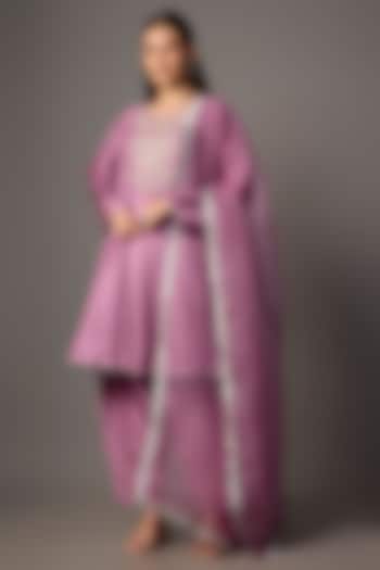 Lavender Silk Kurta Set by Archana Shah at Pernia's Pop Up Shop